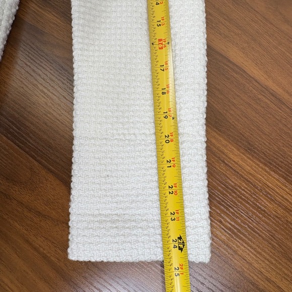 Kensie Womens Pea Coat Faux Fur Removable Collar White Peplum Waffle Knit Size L - Picture 14 of 16